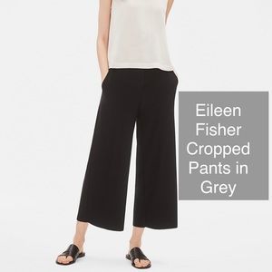 Eileen Fisher Grey Stretch Cropped Pants - 12
